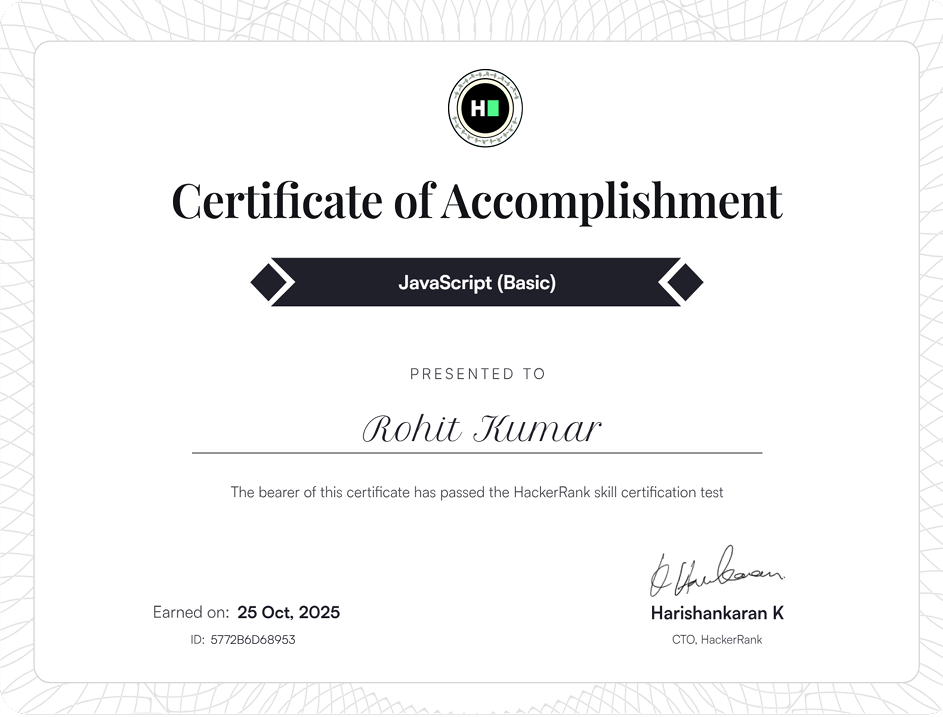 JavaScript Intermediate Certificate